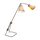 Brass and lacquered steel floor lamp, Luci Milano, mid-century modern, Italy.