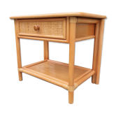 Maugrion bedside table for Roche Bobois, wood and rattan, 80s
