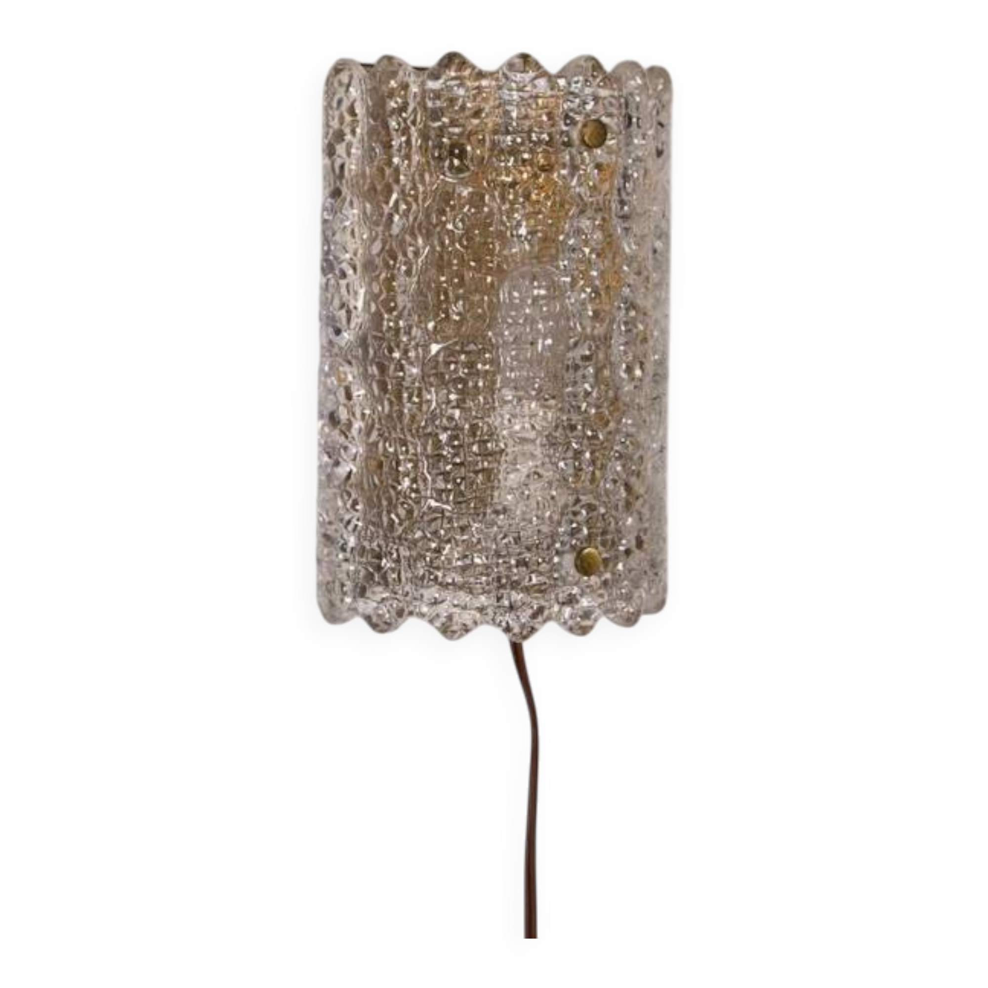 Large pressed glass and brass wall lamp, Denmark, 1960s