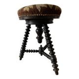 Antique Vintage Wooden Napoleon III Piano Stool