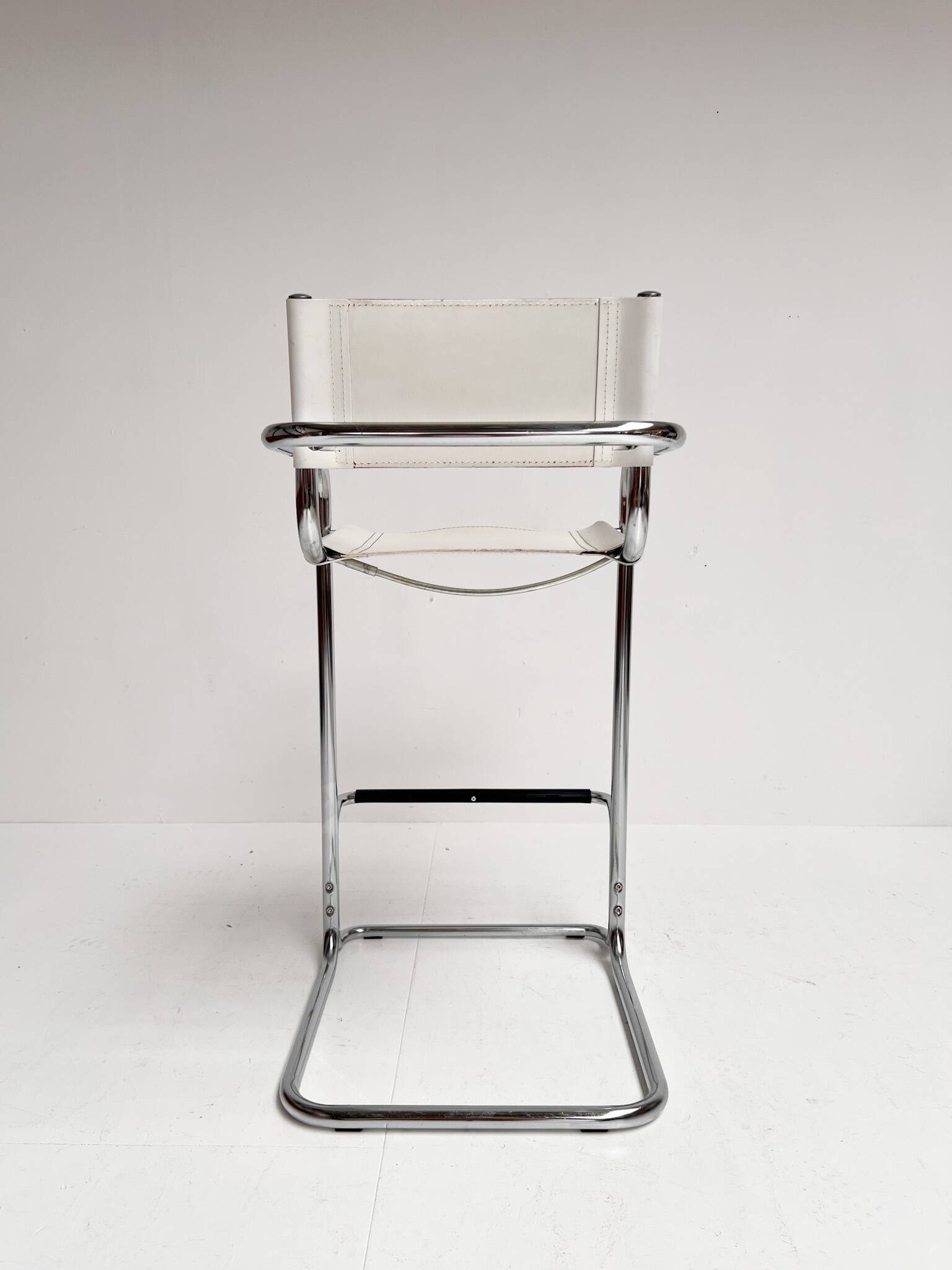 Set of 2 leather bar stools attributed to Mart Stam, 1970s