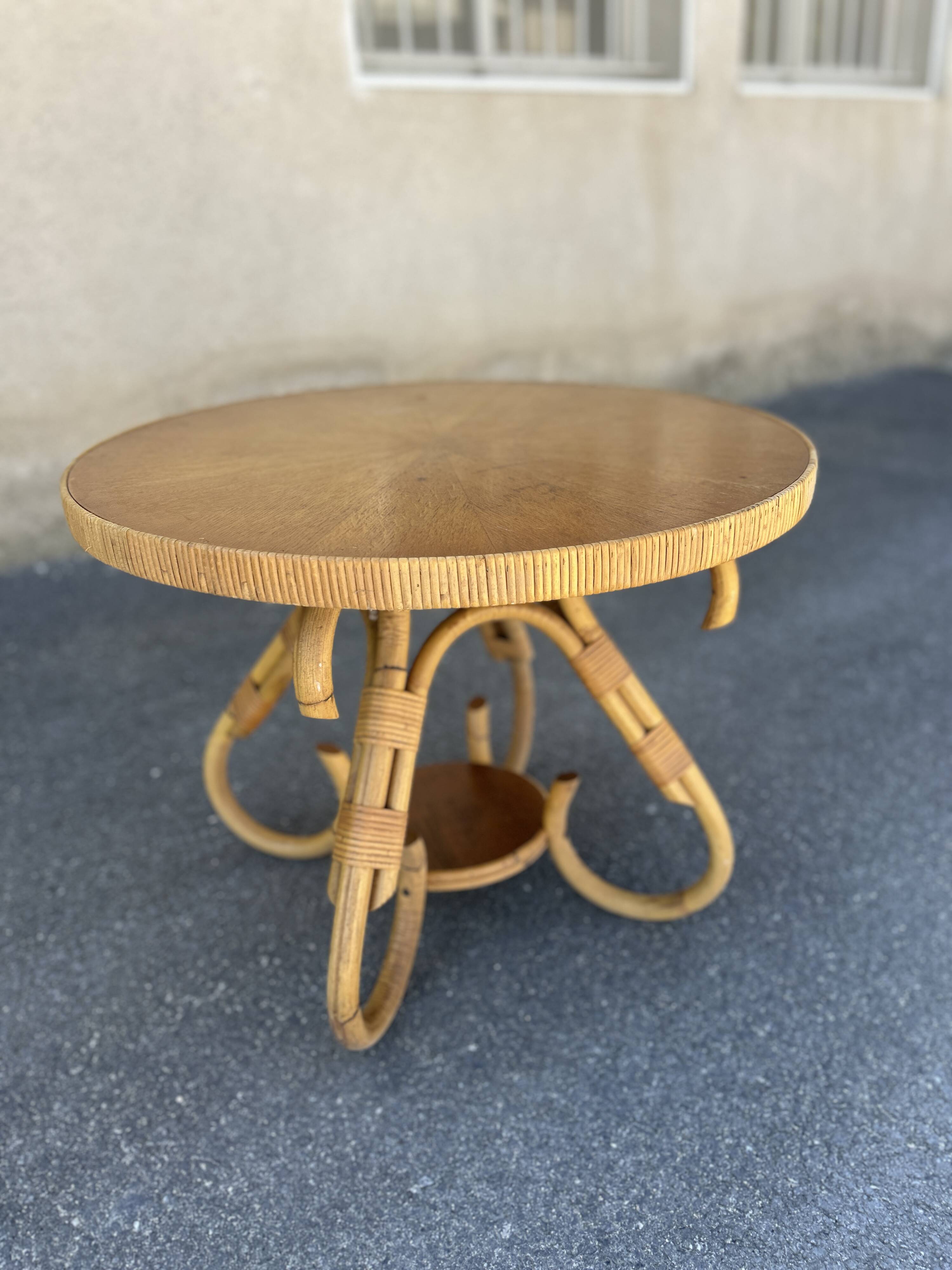 Bamboo side table, Italy 1960