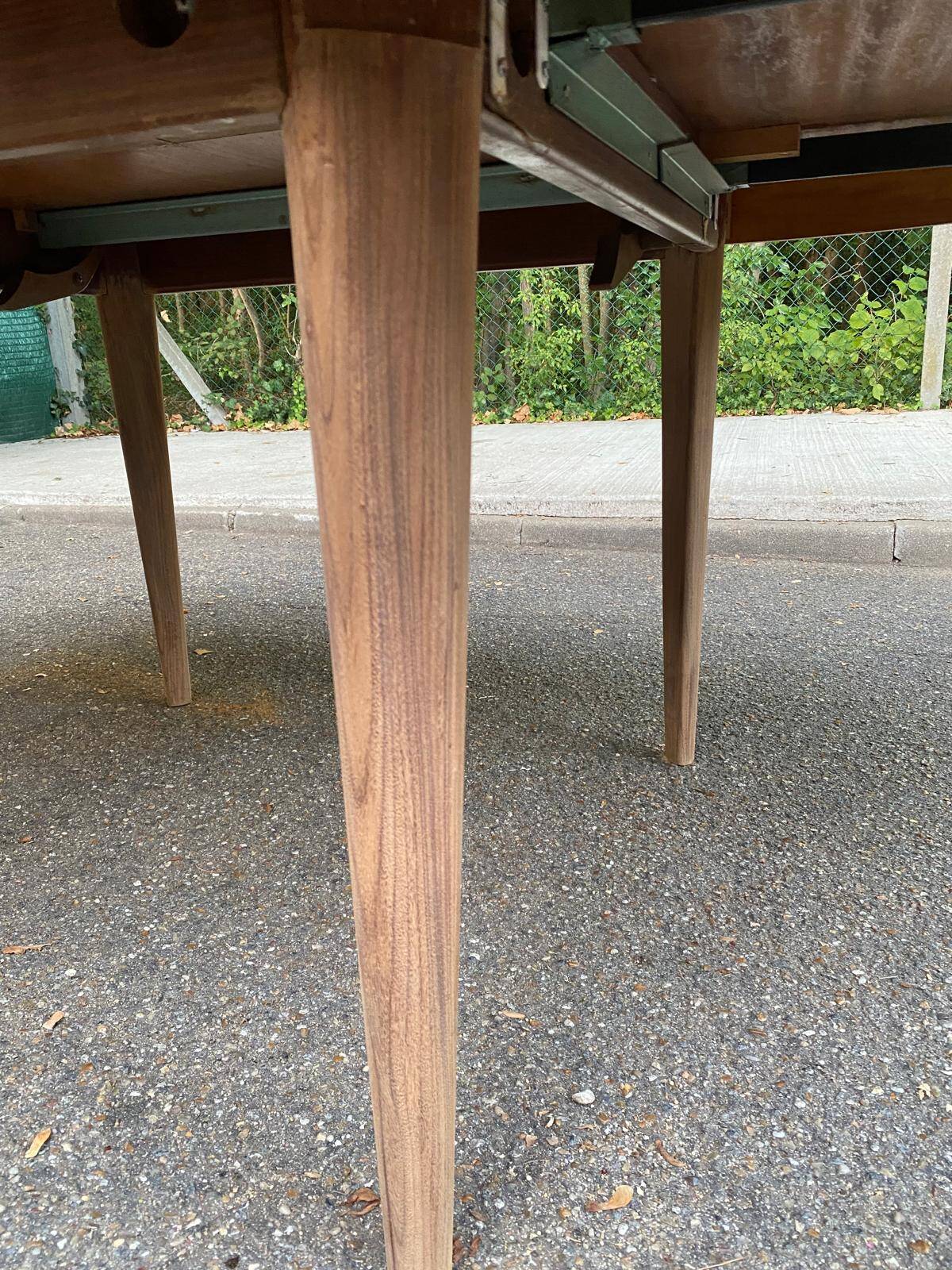 Authentic Scandinavian round table BAUMANN stripped in raw teak 1960