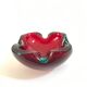 Red and blue ashtray by Flavio Poli for Seguso, in Murano glass 1960