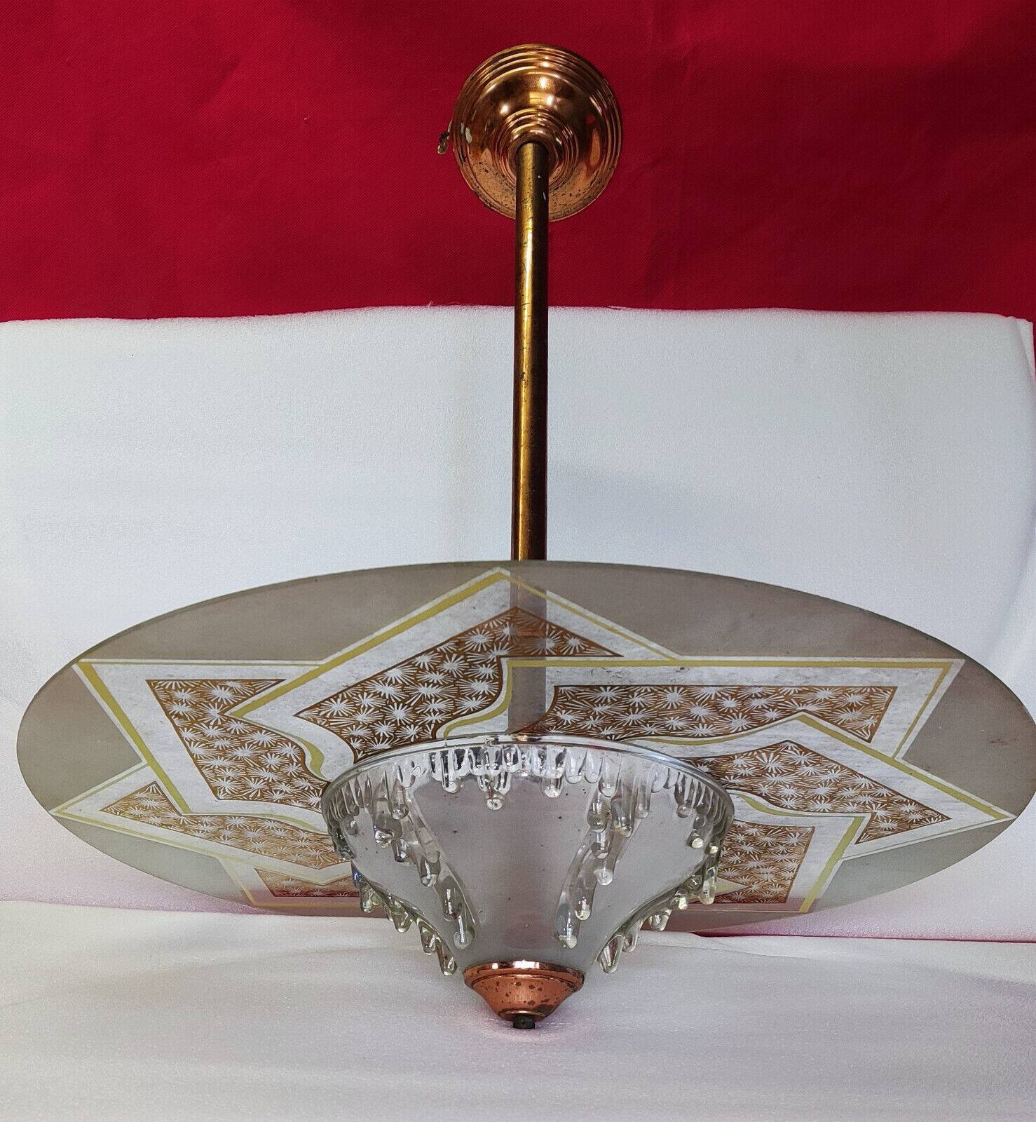 Art Deco Ceiling Chandelier, Saturn