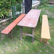 Table + 2 brewery benches - former brewery l.f. haag ingwiller - prey