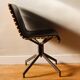 Handcrafted chair, laminated wood and leather