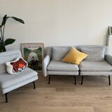 Light grey modular canapé Hübsch