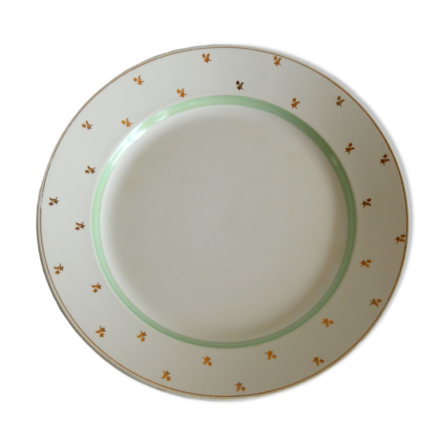 Round dish Gien with gold flowers