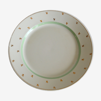 Round dish Gien with gold flowers