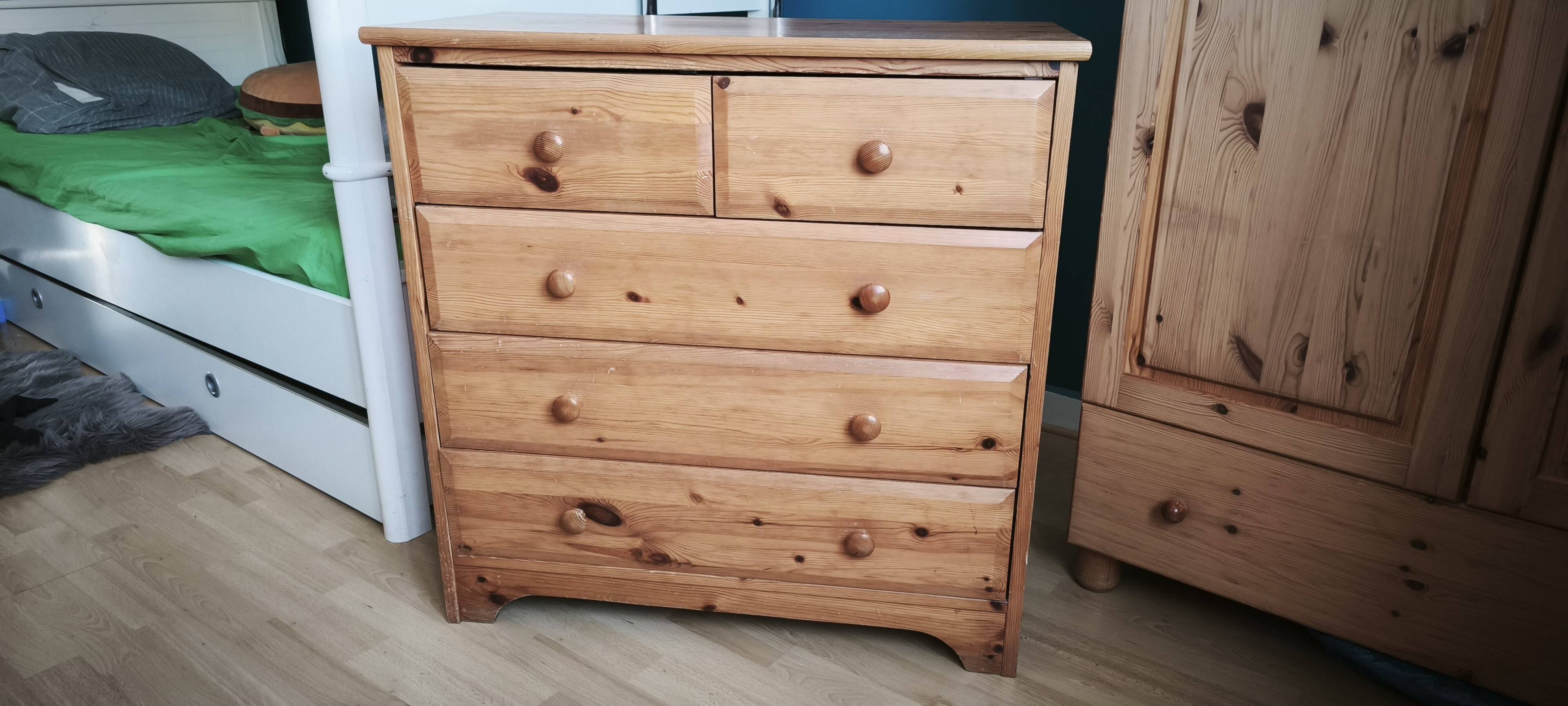 Vintage solid pine children's bedroom chest of drawers IKEA