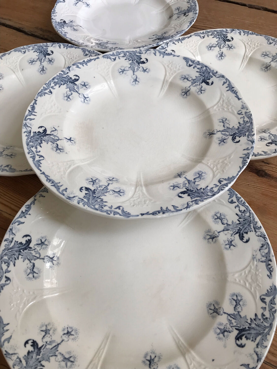 Series of 6 old Longwy flat plates