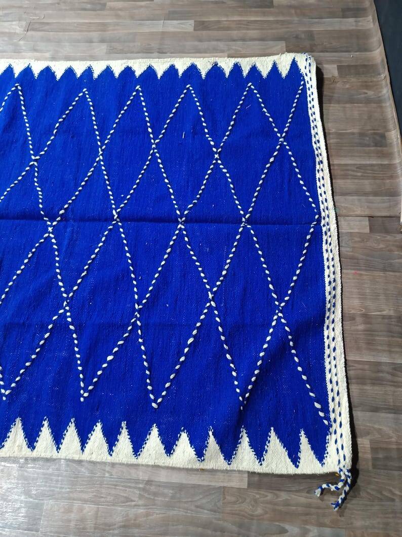 Blue Moroccan rug, handmade rug 150/250cm.