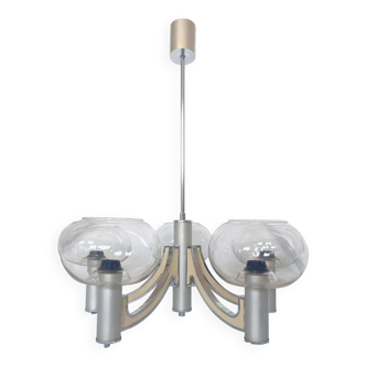 5-branched chandelier by Sciolari, Italy, space age, 1970