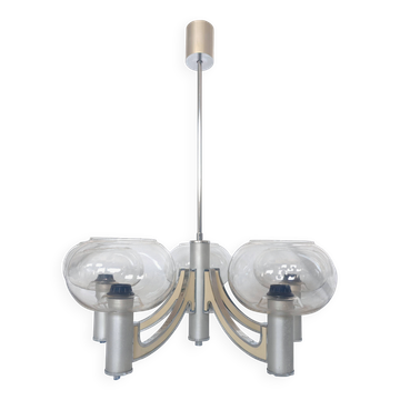 5-branched chandelier by Sciolari, Italy, space age, 1970