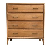 Vintage chest of drawers with compass feet, oak, original patina, 1950s