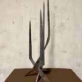 Brutalist candlestick in struck steel
