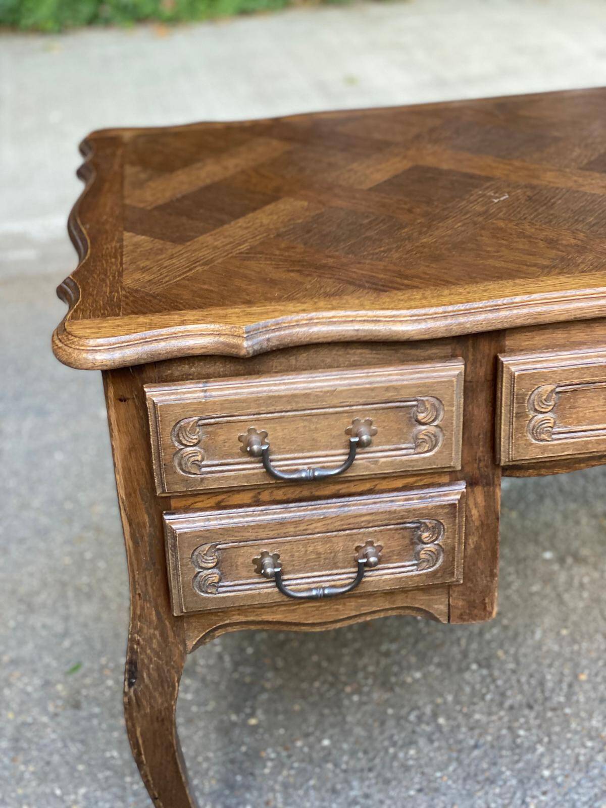 Louis XV style oak center desk