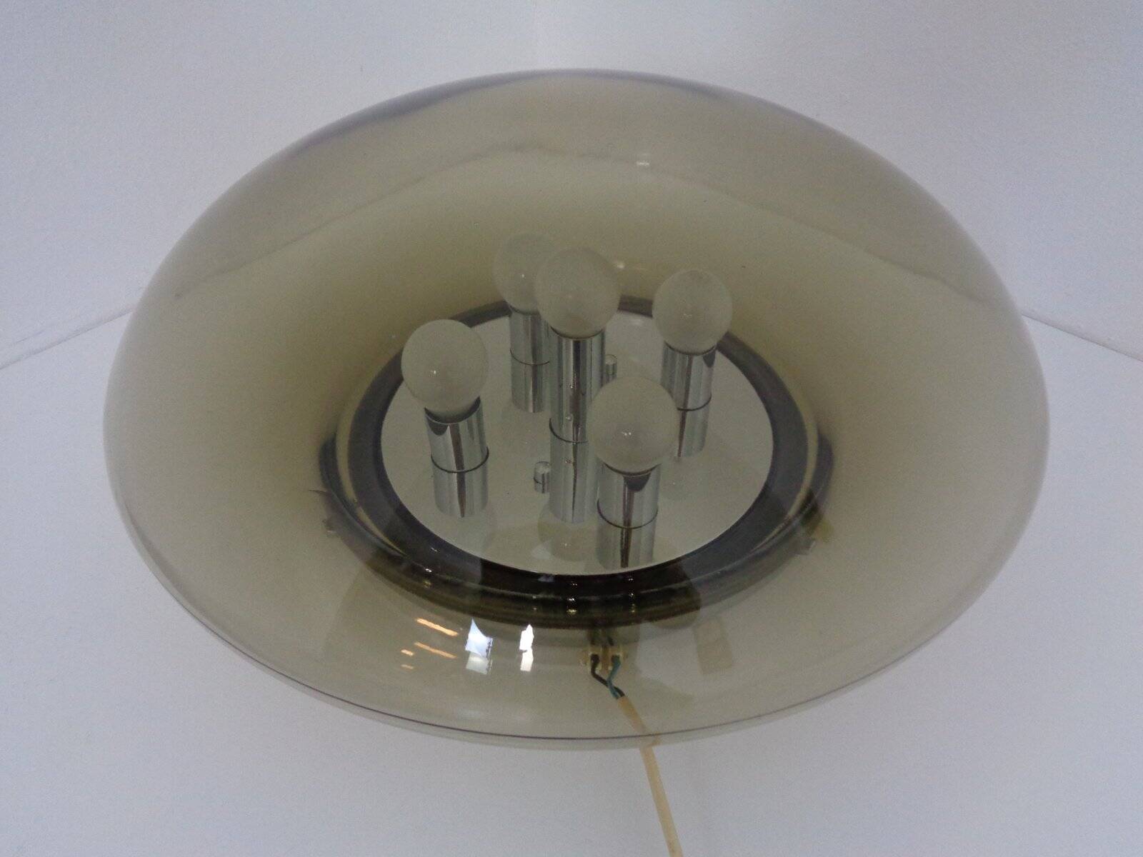 Large glass ceiling light from Limburg, 1960s