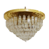 Vintage brass and crystal chandelier by Novaresi, 1980s