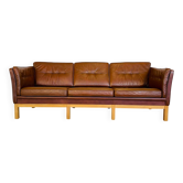 Mid century vintage danish skippers møbler 3 person sofa in coganc leather