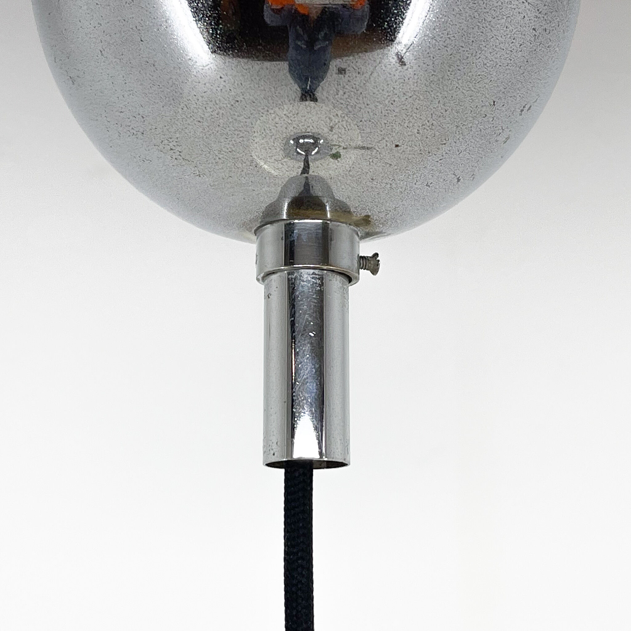 1970's ufo chrome & lacquered metal space age pendant, Italy