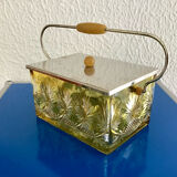 Amber cut crystal bonbonnière, metal mount – Art Deco