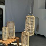 Small lantern-shaped rattan suspension H35 D15