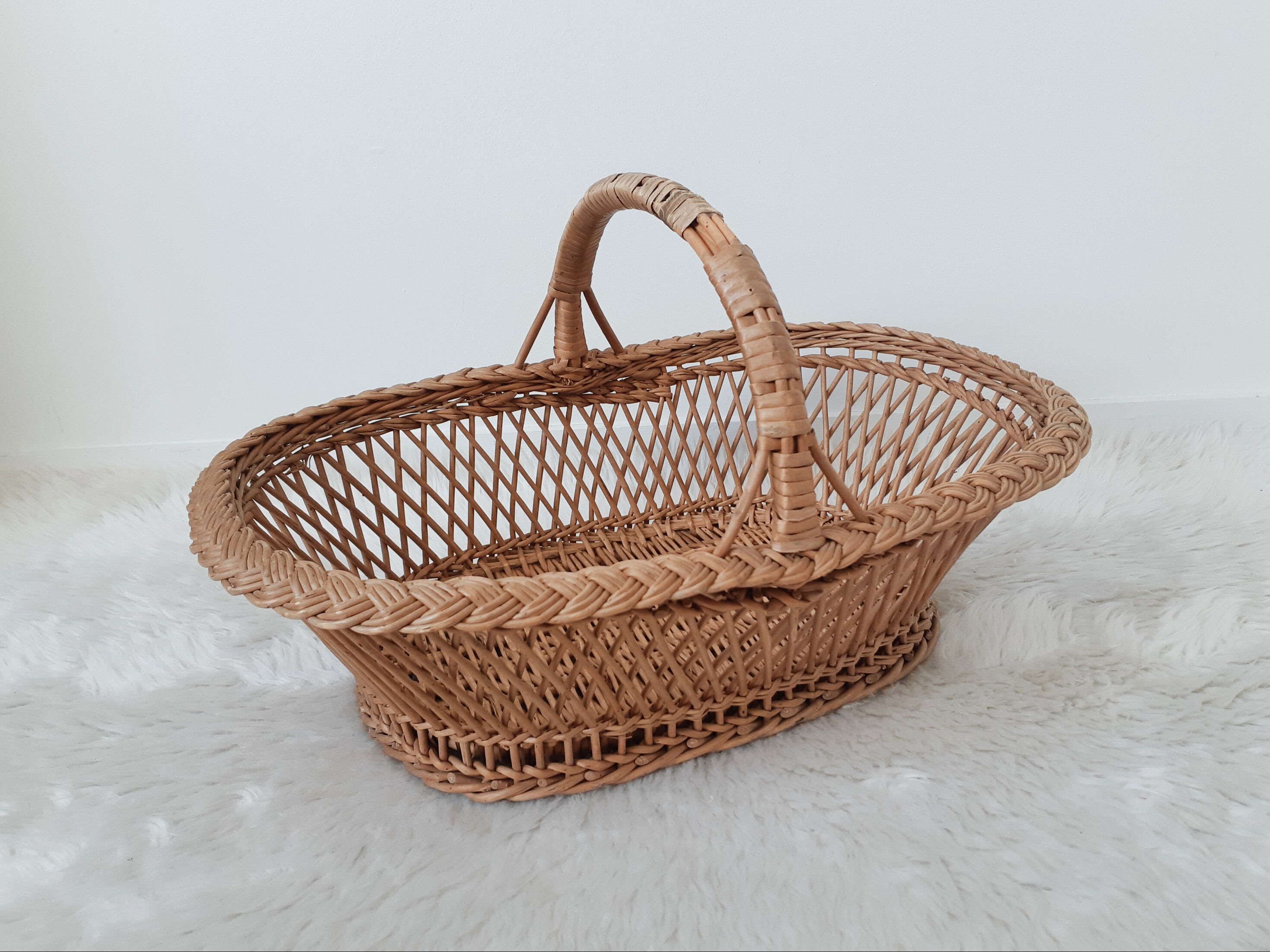 Corbeille, panier en rotin & osier, vintage français