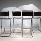 Set of 4 Linea Veam tubular steel bar stools, 1960