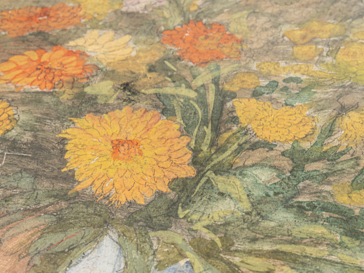 Art Déco Flowers, Aquarelle on thick Paper, 64 x 74 cm