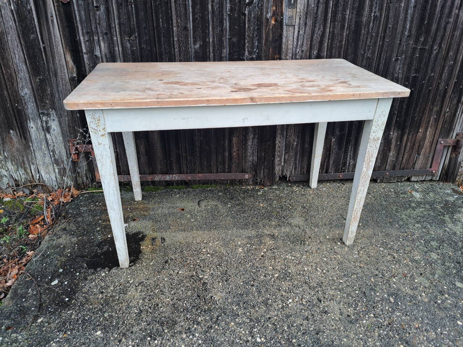 Old wooden bistro table