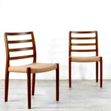 Set of 2 niels moller model 85 midcentury chairs from denmark in teak