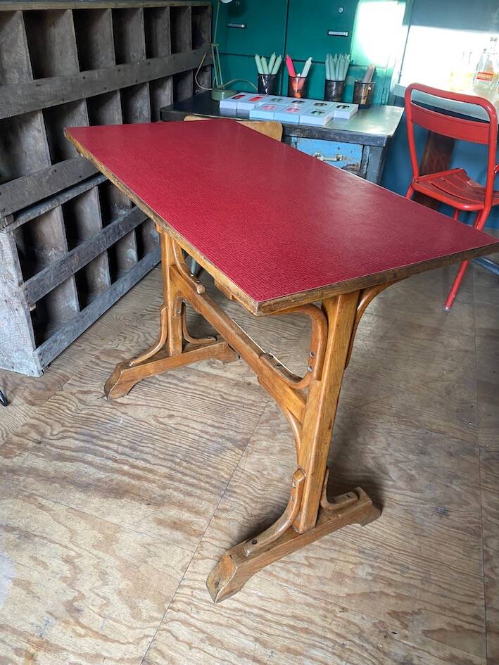 Red Formica bistro table 1950