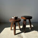 Brown solid wood stool flat circular seat
