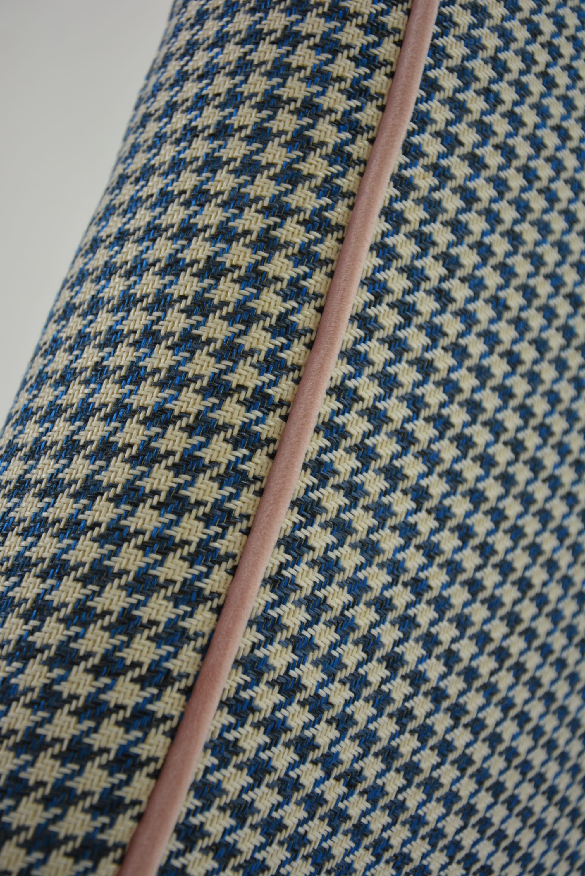 Fauteuil Lune pieds de poule bleu