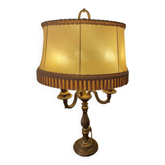 Bouillotte lamp with bronze candlesticks