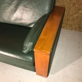 Leather sofa style art deco design Jacques Leleu