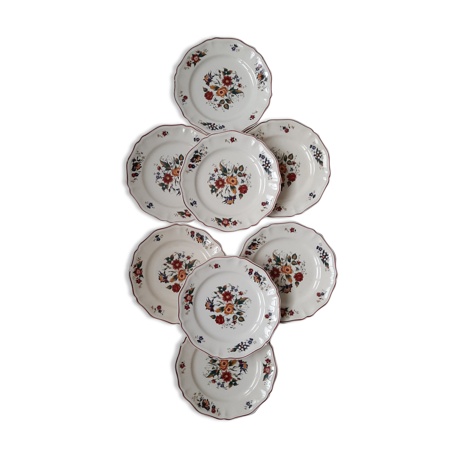 Lot 8 old plates Sarreguemines Marly