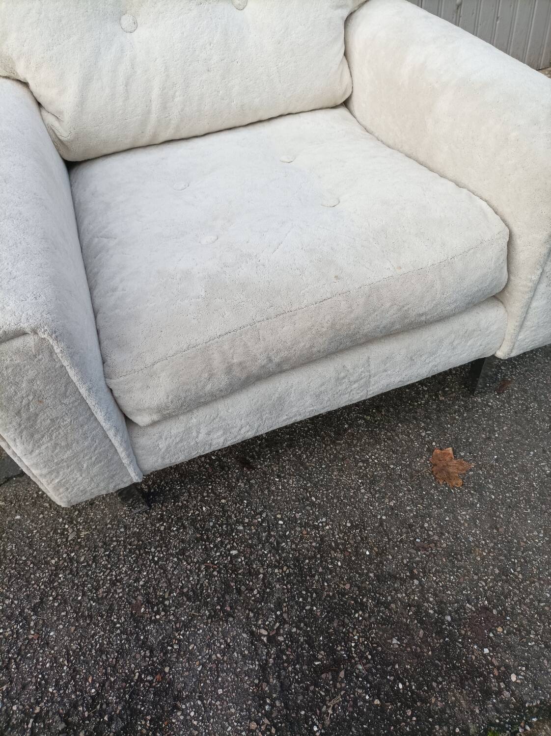 Vintage white fabric armchair