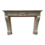 Louis XVI style fireplace in white Carrara marble, 19th century