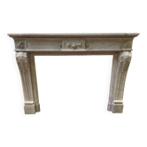 Louis XVI style fireplace in white Carrara marble, 19th century