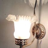 Gold metal wall light with glass tulip - mid 20th century