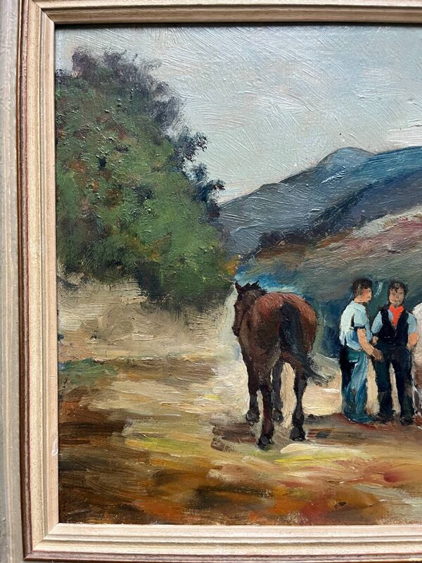 Raimont lecourt tableau ancien huile sur panneau