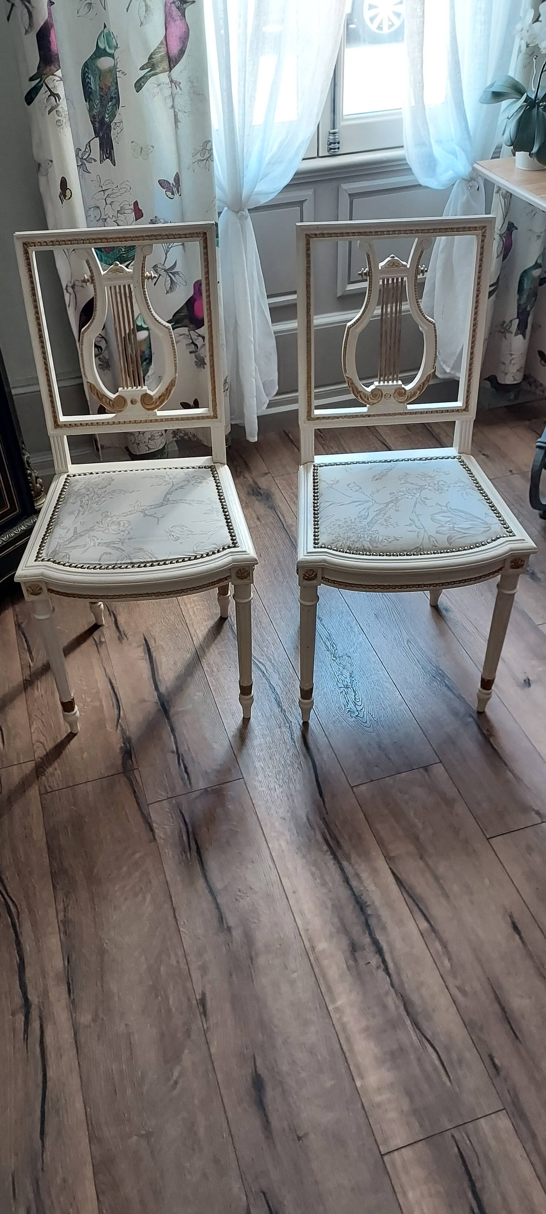 Pair of Louis XVI style bedroom chairs