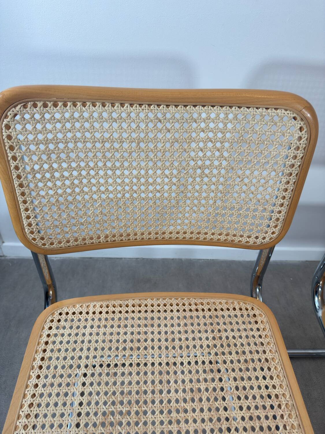 Pair of Marcel Breuer Cesca B32 chairs made in Italy
