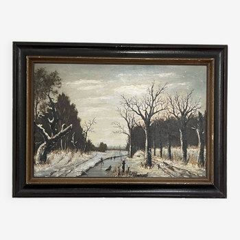 Tableau paysage d’hiver - peintre belge