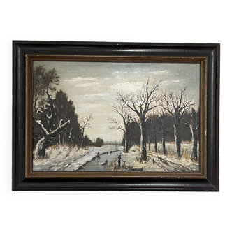 Winter landscape painting - Belgian painter
