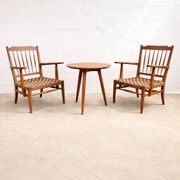Chairs and table in Hungarian oak from the 1940s, Lajos Kozma.