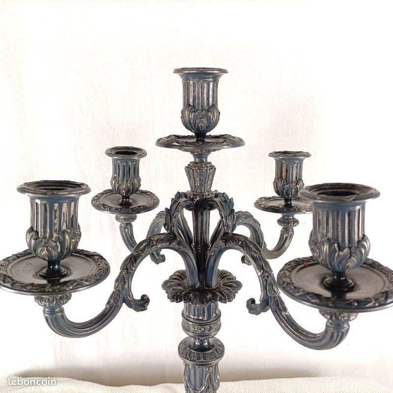 Pair of Bronze Candelabra - Louis XVI Style Candlestick, 19th Century